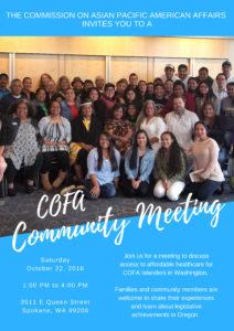 COFA Community Meeting poster