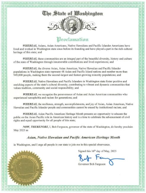AA-NH/PI Proclamation with Governor signature and seal